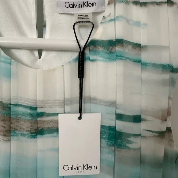 Calvin Klein Women's Striped Aqua and White Blouse - New With Tags - Picture 3 of 3